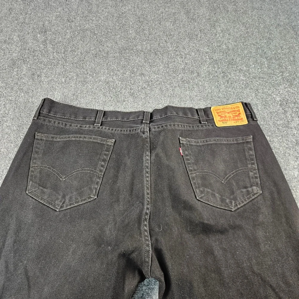 Levis 505 Regular Fit‎ Straight Leg Jeans Black Denim Mens 44x32 505-0260